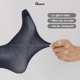 Hộp 5 đôi vớ công sở nam GOMTAT chất nylon cao cấp, họa tiết sọc gân xuyên thấu - D16-A094-CB5