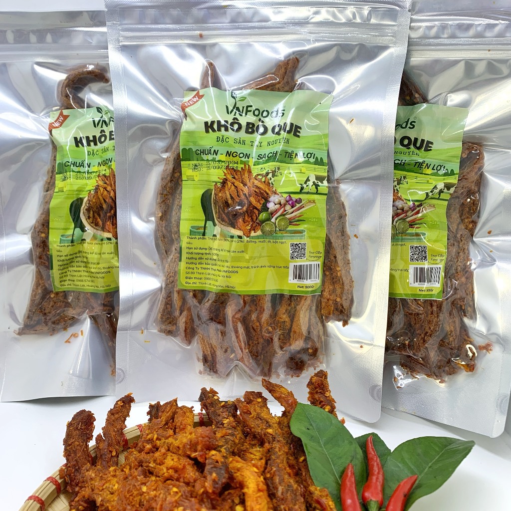 Khô Bò Que Tây Nguyên 500Gr Xuất Khẩu VNFoods