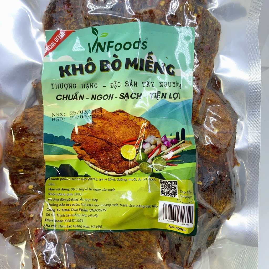 Khô Bò Miếng Tây Nguyên Thượng Hạng 500Gr Loại Đặc Biệt VNFoods