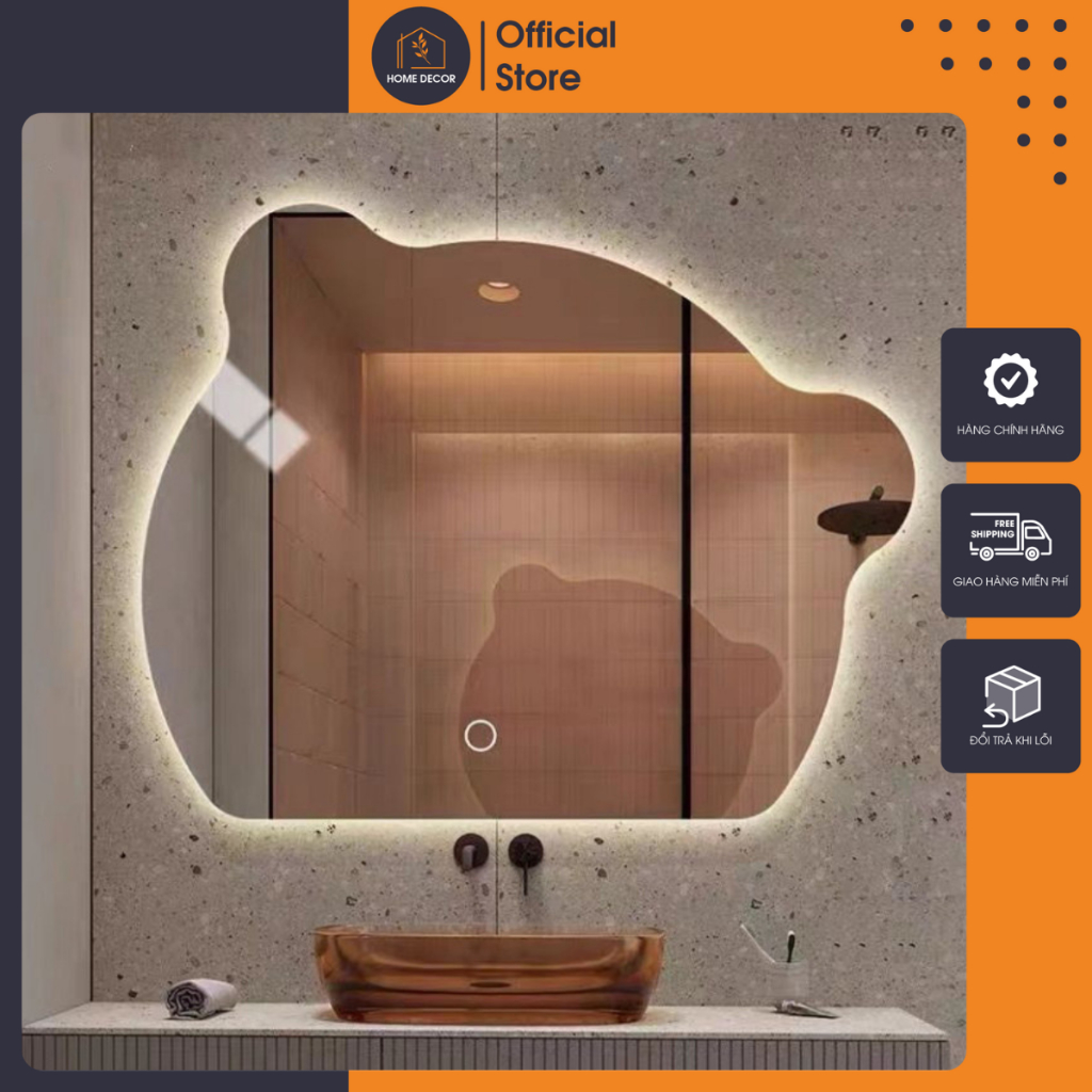 Gương treo tường hình chú gấu Decor Smart, Gương decor nhà tắm thời thượng đủ kích thước