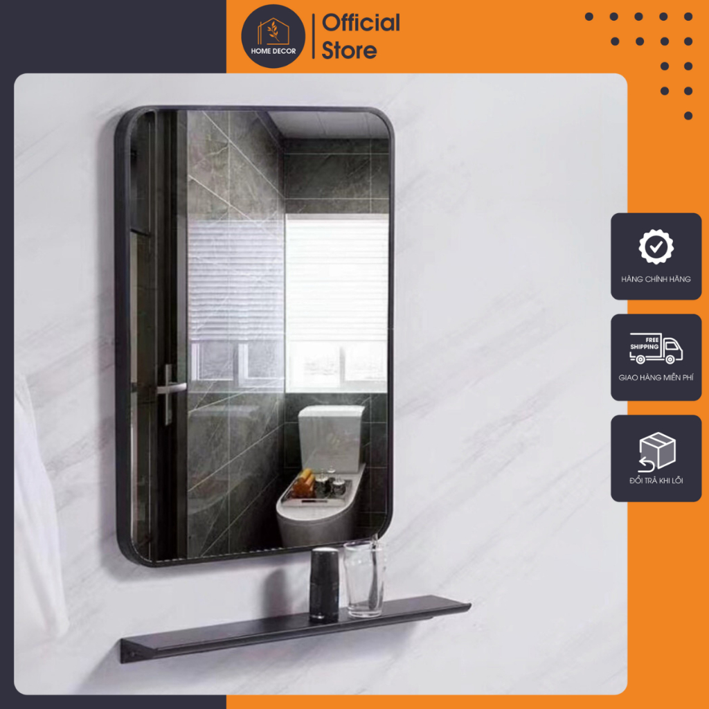 Gương Decor Hình Chữ Nhật Treo Tường Phòng Tắm Khung Viền Kim Loại Tổng Hợp Nhôm Chống Rỉ Cao Cấp
