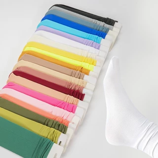 Tất Vớ màu sắc nhún cổ trơn hàn quốc thoáng mát thời trang