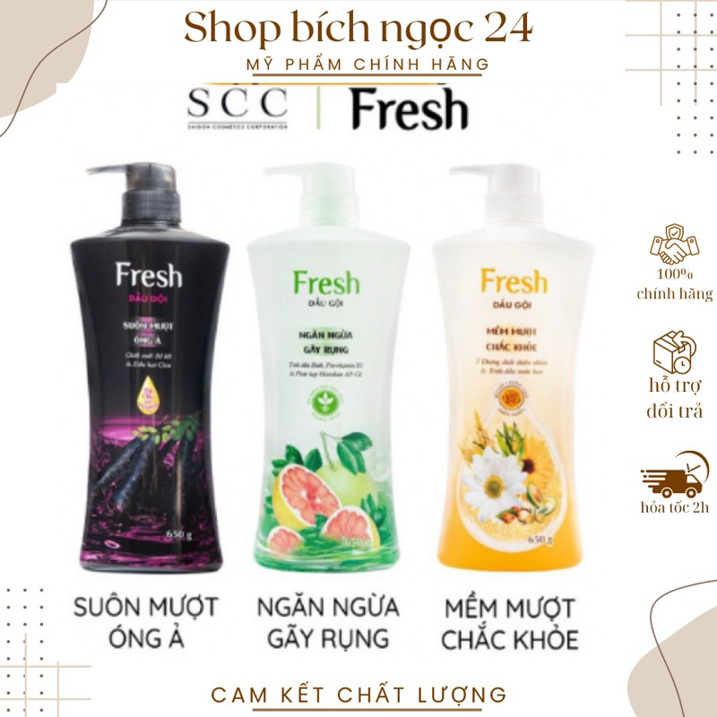 Dầu Gội Fresh Bồ Kết Suôn Mượt Tóc , dầu gôi tinh dầu bưởi giảm gãy rụng 650g
