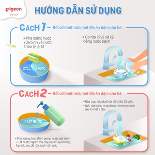 Nước rửa bình sữa cho bé Pigeon thành phần thực phẩm an toàn diệt khuẩn 99.99% chính hãng hương Yuzu