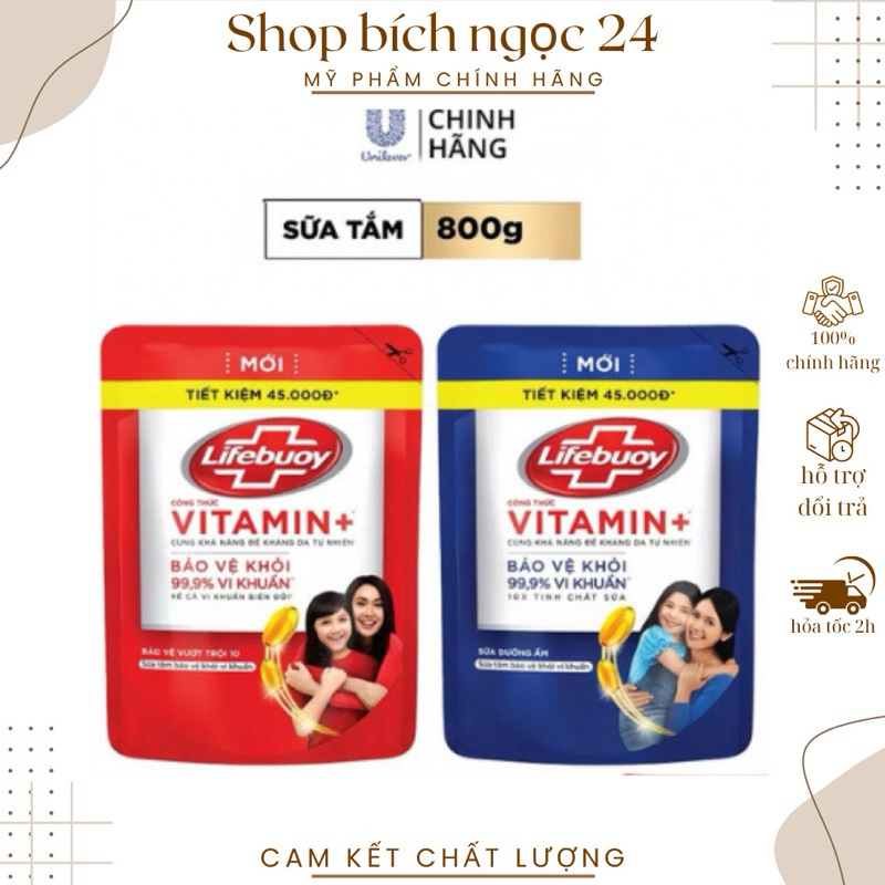 Sữa tắm Lifebuoy Bảo vệ khỏi vi khuẩn 800gr (Túi)
