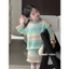 CANDIMIMI Set Áo Dài Tay Và Chân Váy Kẻ Xuân Hè Dễ Thương Cho Bé Gái - Phong Cách Hàn Quốc