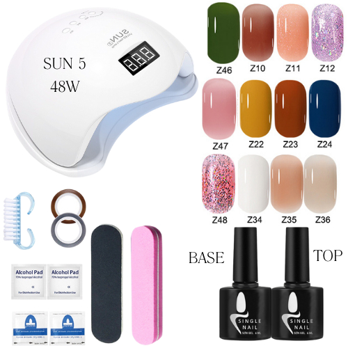 Set dụng cụ làm nail làm móng tay tại nhà ( máy hơ sun 5 + dụng cụ + 24 sơn  gel + base top NE) set sơn cao cấp | Shopee Việt Nam