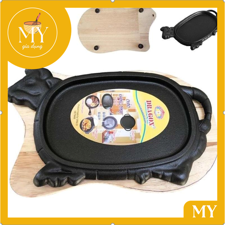 Chảo gang làm bò bít tết, bánh mì- Chảo Bò có đế chống dính đủ size dùng mọi loại bếp phù hợp sử dụng cho hàng quán...