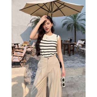 Áo len nữ LAZIC TOP kẻ sọc ngang sát nách by Serene