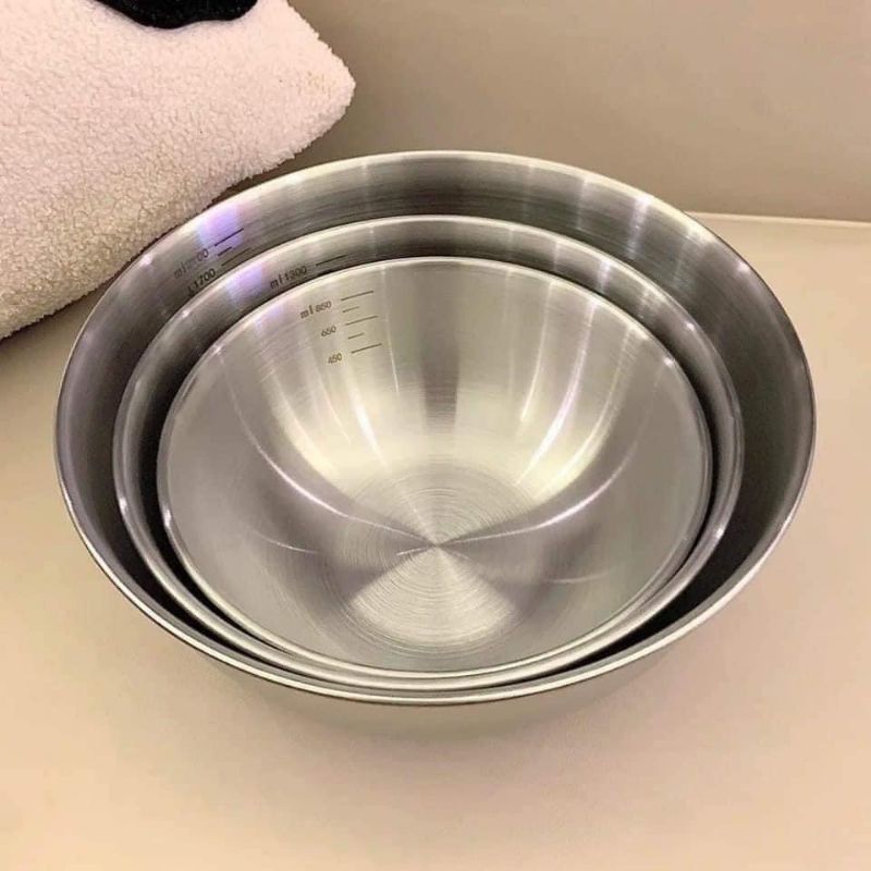set 3 thau inox có chia vạch. thố inox đựng đồ đa năng hai lớp | Shopee ...