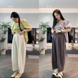 Quần Baggy chất gió nhăn ống rộng siêu mát , dễ phối đồ cho các mẹ bầu (Q.GIÓ DÂY)