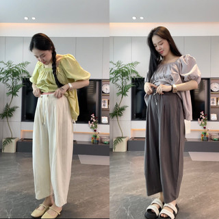 Quần Baggy chất gió nhăn ống rộng siêu mát , dễ phối đồ cho các mẹ bầu (Q.GIÓ DÂY)