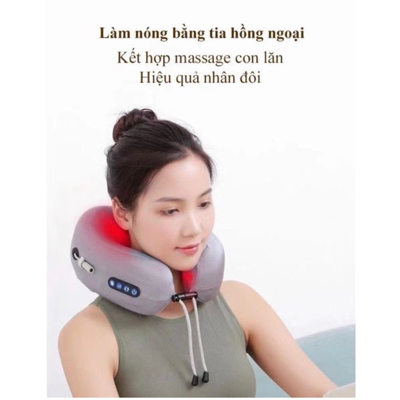 gối massage bi xoay [ nóng hồng ngoại có chế độ rung]+chống mỏi cổ vai ...