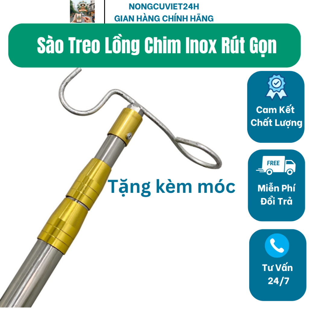Sào Treo Lồng Chim, Sào Bẫy Chim Inox Rút Gọn Dài 3m,4m,5m,6m,7m Tặng ...
