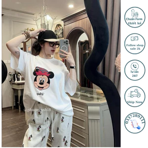 Set bộ Mickeyyy áo ngắn tay quần bò gấu hàng QC