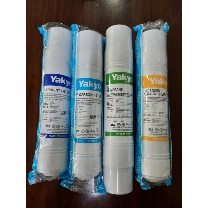 Combo 4 lõi lọc RO Yakyo có tạo khoáng (lõi lọc thô, carbon đầu, lõi RO, lõi Hidrogen Alkaline)
