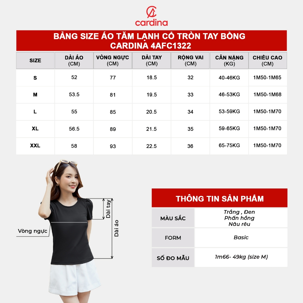 Ảnh Áo thun nữ CARDINA chất liệu tăm lạnh kiểu dáng nhẹ nhàng thoải mái thời trang hiện đại trẻ trung 4AFC13 5AFC13 3