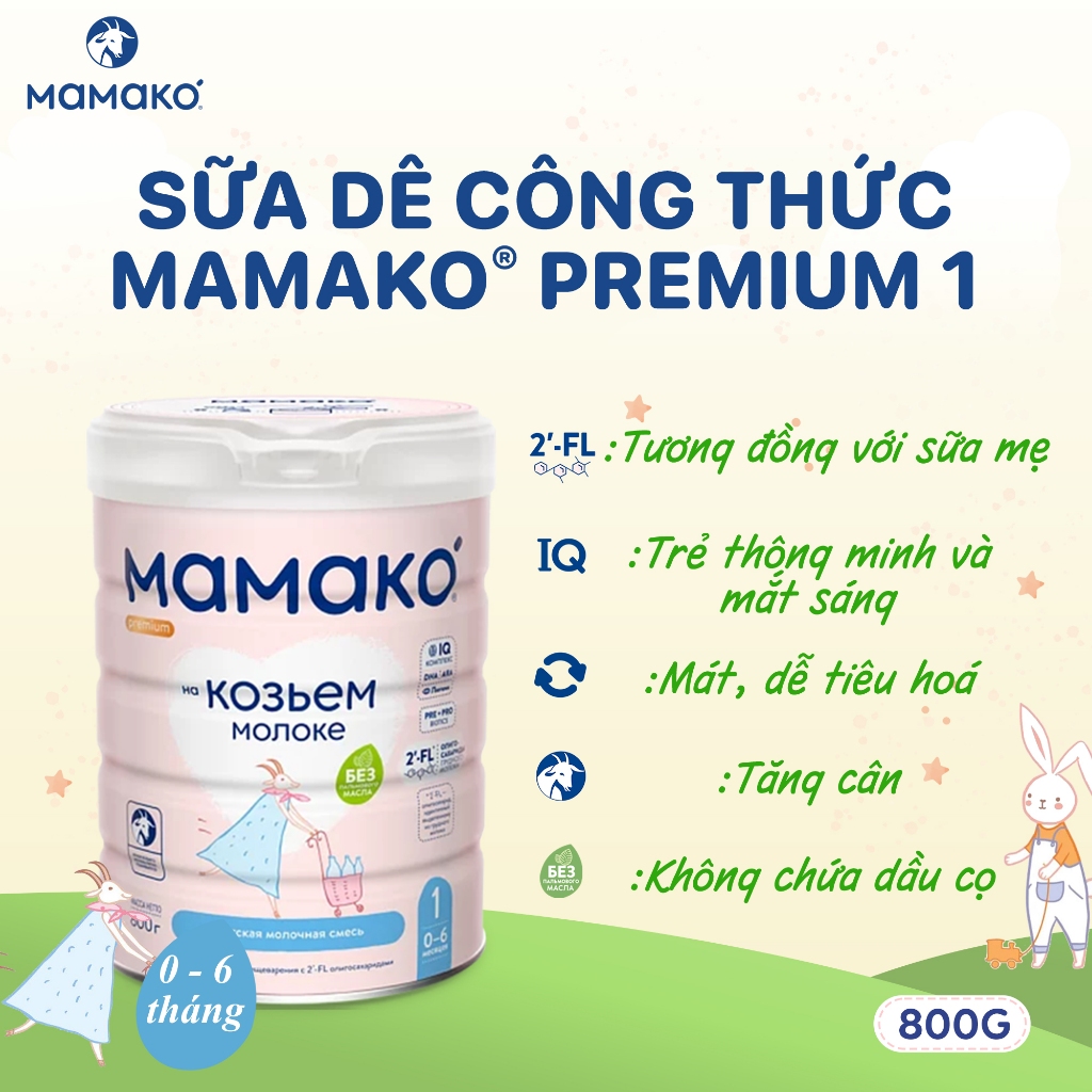 Ảnh Sữa Dê Công Thức MAMAKO Premium Nga Số 1 - 800g/400g tăng cường miễn dịch 3