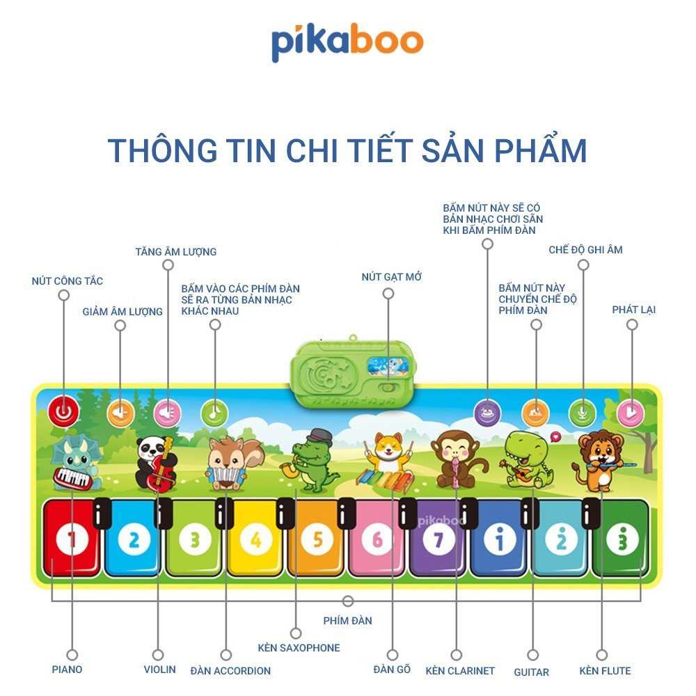 Ảnh Đồ chơi âm nhạc thảm nhạc Piano Pikaboo, bộ sản phẩm giáo dục sớm giúp bé làm quen với âm nhạc 4