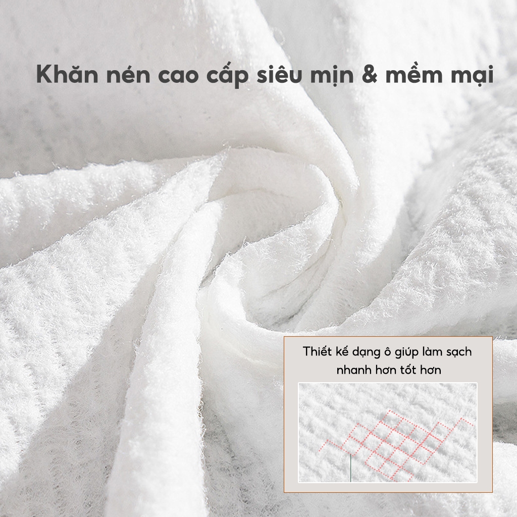 Gói 100 Khăn mặt nén dạng viên kẹo JYoohome Dùng 1 lần, Viên khăn nén dùng khi đi du lịch khách sạn