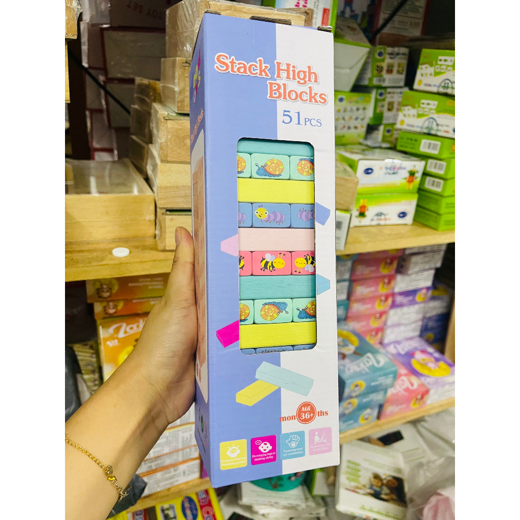 Đồ Chơi Rút Gỗ 51 Thanh Nhiều Màu Hình Con Vật - Đồ Chơi Thông Minh Đồ Chơi Cho Bé PUPU HOUSE