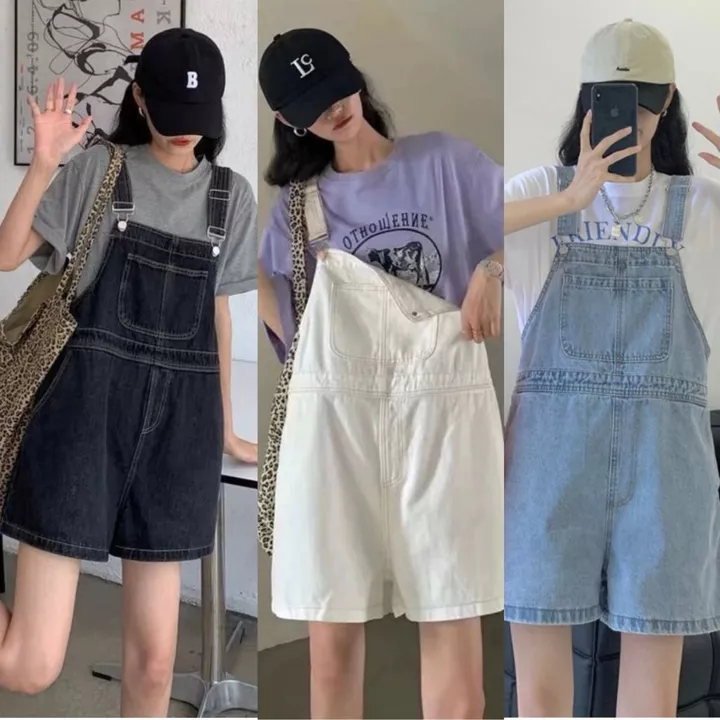 Quần Yếm Bò Nữ MIAA form Rộng Hai Dây, Quần yếm Sooc Jeans Dáng Yếm Ulzzang Xanh Nhạt Cao Cấp