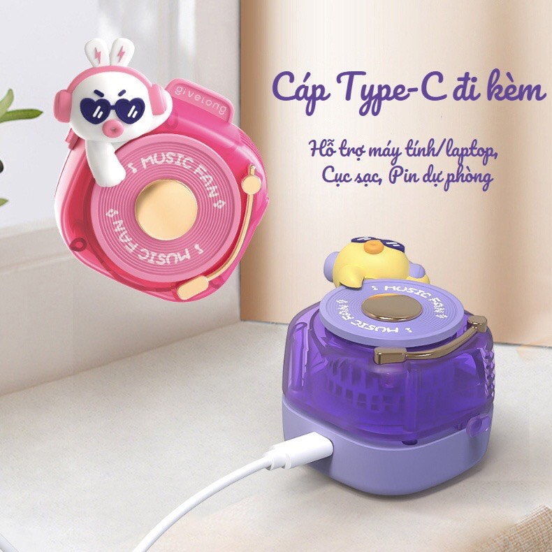 Quạt mini tích điện đeo cổ cho bé siêu dễ thương sạc pin usb,dây có thể tháo rời, siêu tiện lợi