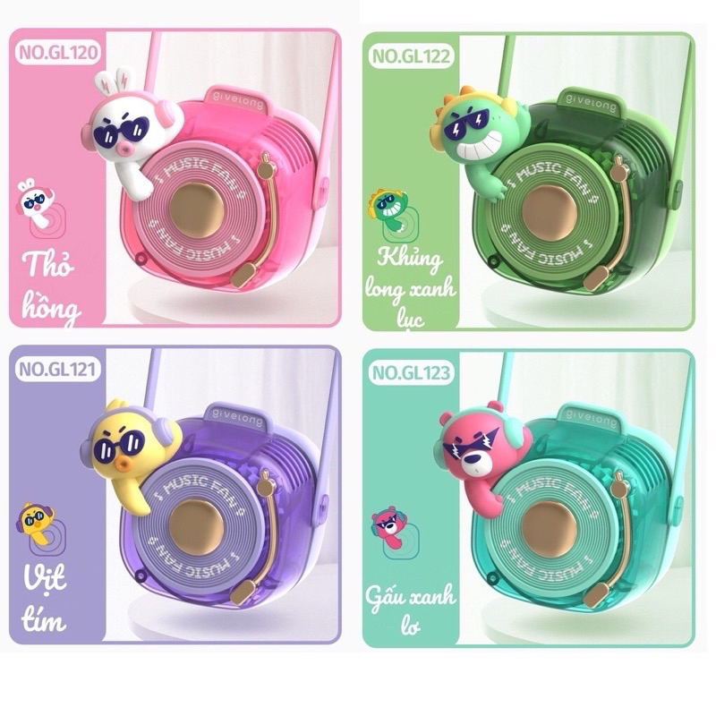 Quạt mini tích điện đeo cổ cho bé siêu dễ thương sạc pin usb,dây có thể tháo rời, siêu tiện lợi