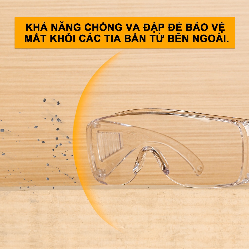 Ảnh Kính bảo hộ lao động INGCO HSG05 dụng cụ bảo vệ mắt cho thợ cơ khí, thợ làm cửa sắt, công trình, mộc 3
