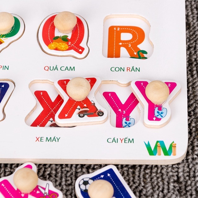 Bảng Chữ Cái Tiếng Việt In Hoa In Thường Số Đếm Nhiều Chủ Đề Có Núm - PUPU HOUSE