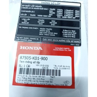 tem thông số lốp sh việt 125 150 2013 2014 2015 2016 2017 2018 2019
