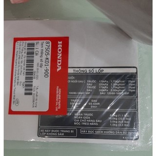 tem thông số lốp sh việt 125 150 2013 2014 2015 2016 2017 2018 2019