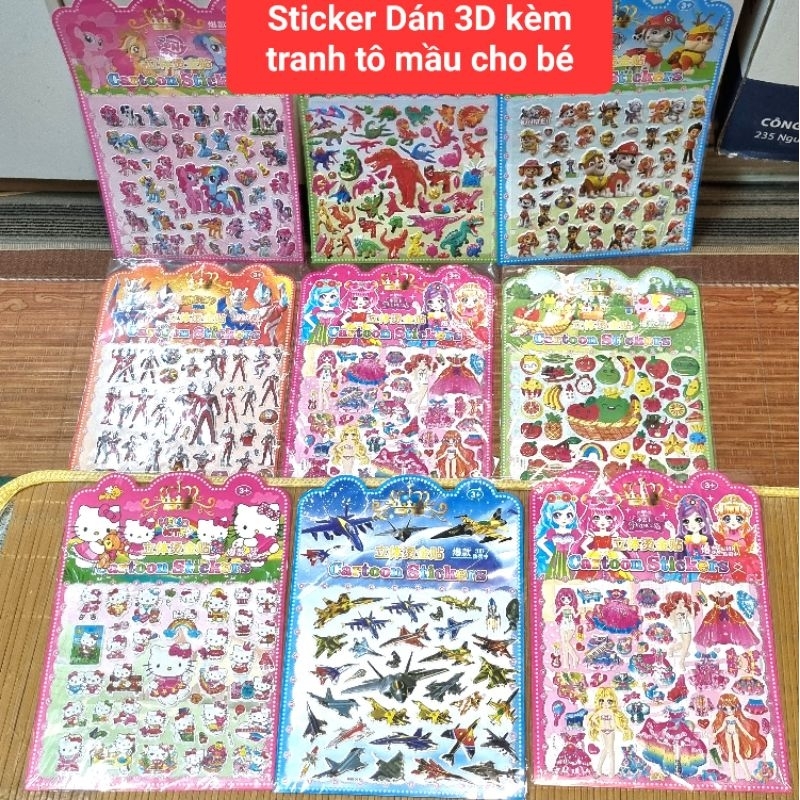 [Giá Sỉ[ Hình dán Sticker 3D Nổi Trang Trí Kết Hợp Tô Màu Size to Chọn ...