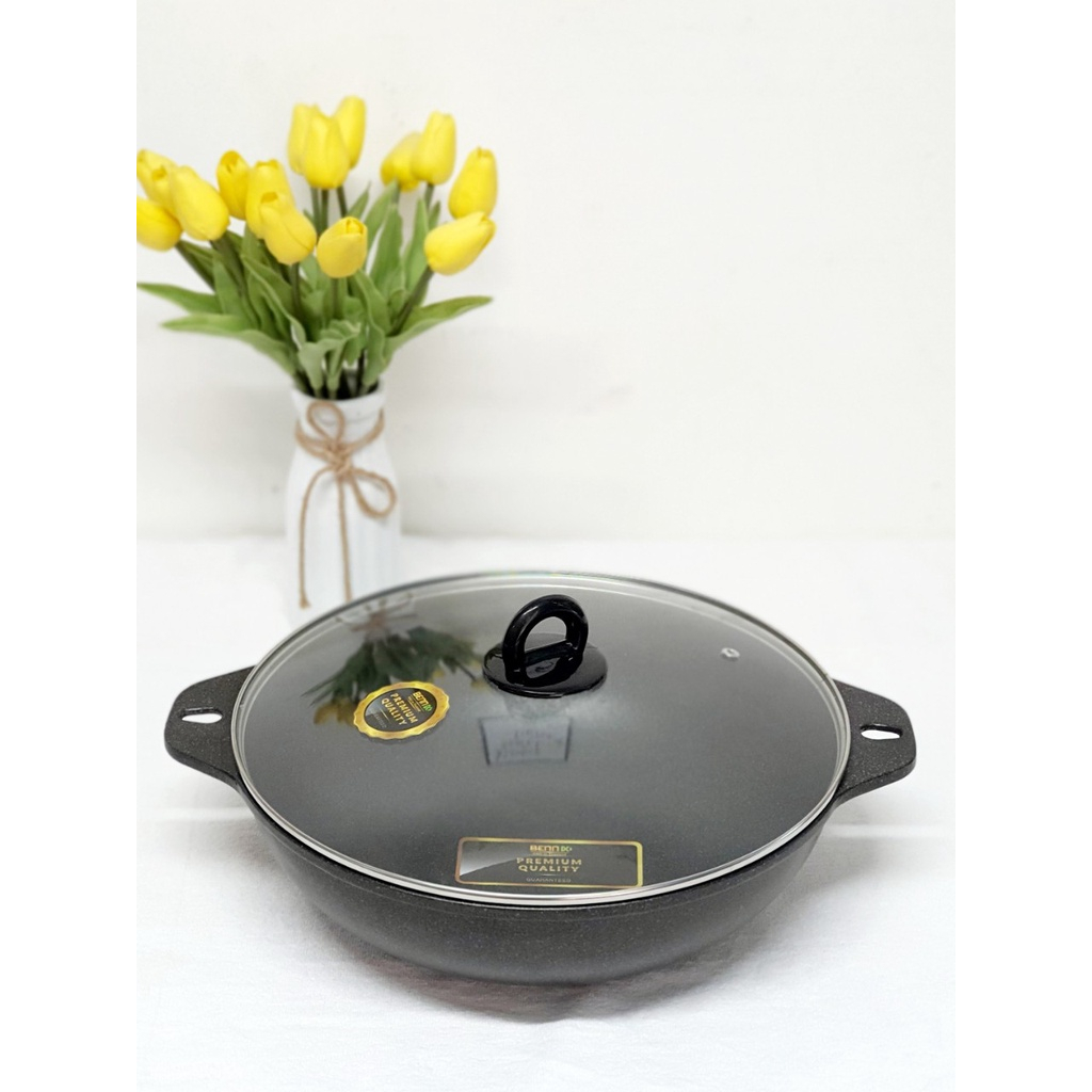Chảo chống dính sâu lòng vân đá cao cấp Bennix 32cm đun,xào,chiên, rán - Hàng chính hãng