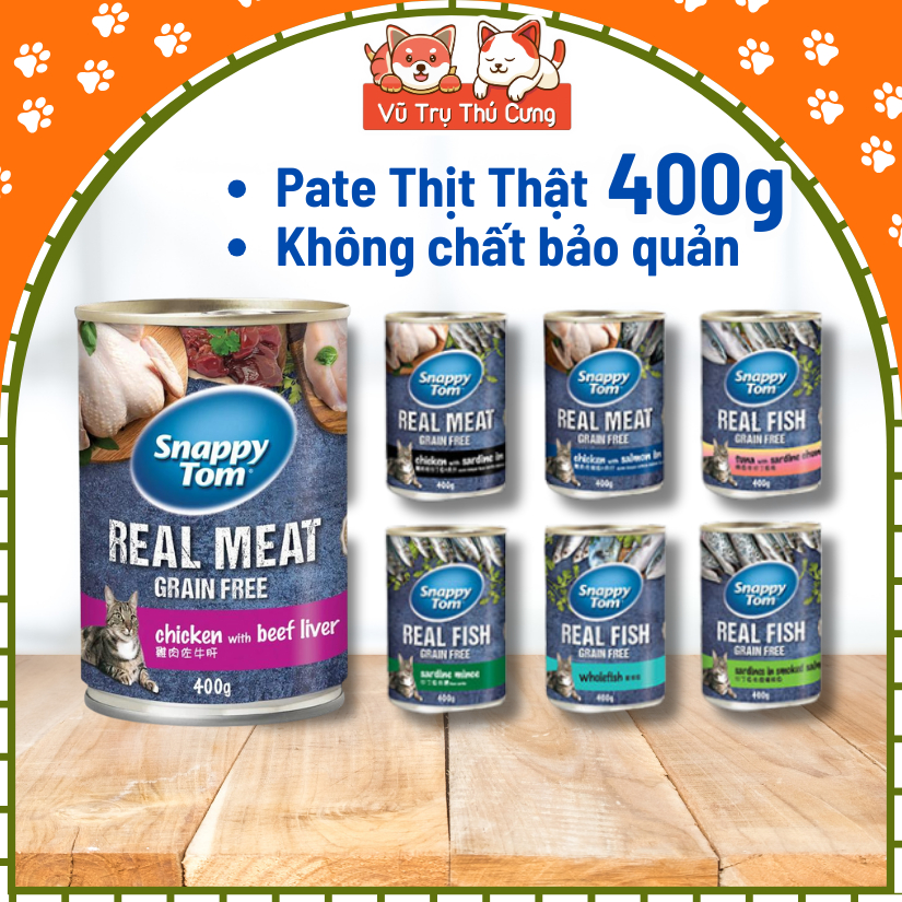 Pate Cho Mèo Snappy Tom Lon 400g, Đủ Hương Vị