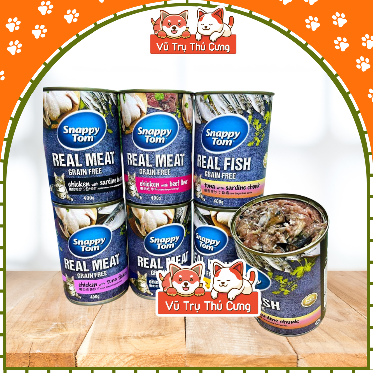 (Combo 4 Tặng 1) Pate Lon Cho Mèo Snappy Tom 400g Đa Dạng Hương Vị