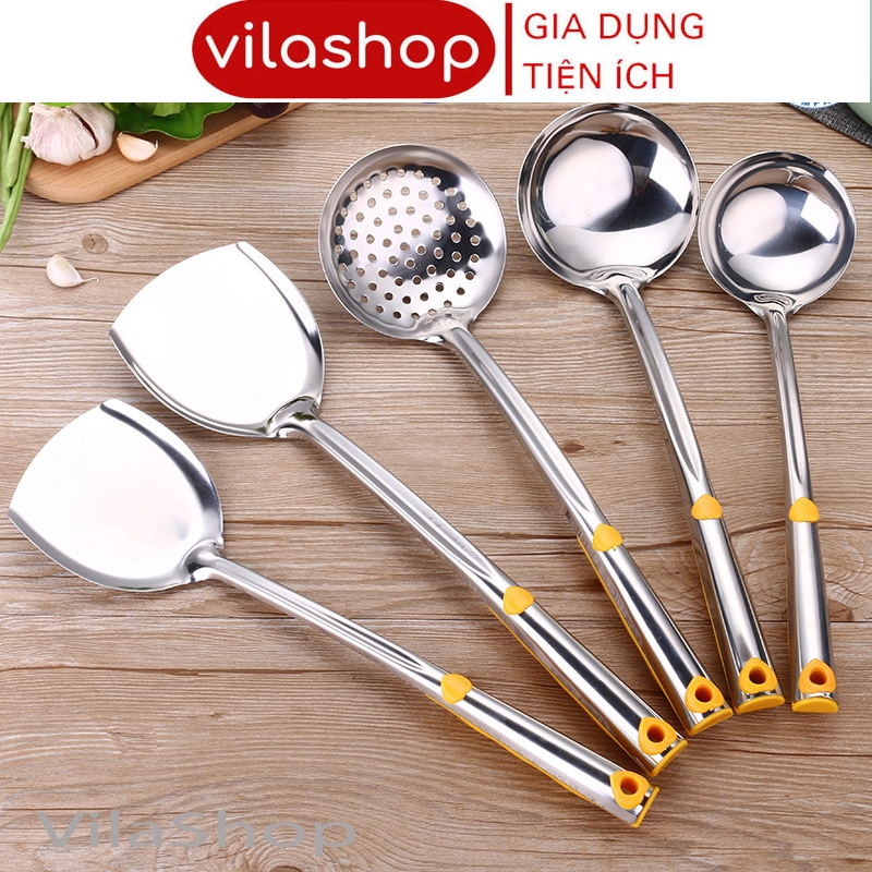 [ 6 Phân Loại ] Muôi Inox, Bộ Muỗng Inox Cán Vàng Đa Chức Năng ( Muôi ...