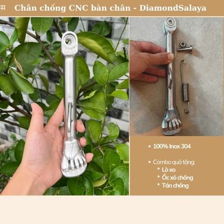 DIAMOND - Chân chống nghiêng CNC bàn chân mang dép cực đẹp -  INOX304 nguyên khối Dr/Wave/Ex/Vario