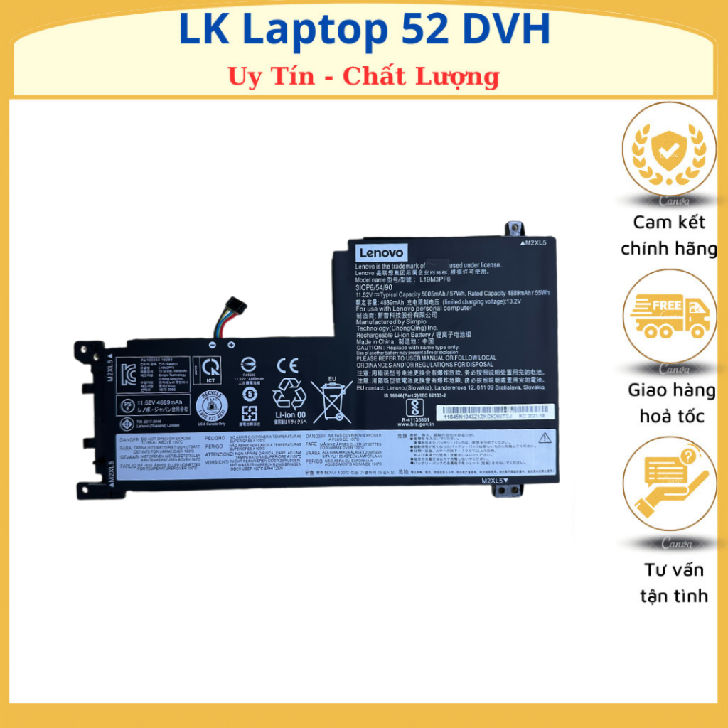 PIN LENOVO IDEAPAD 5 15IIL05 L19M3PF6 Ideapad 5 15ALC05, Ideapad 5 15ARE05, Ideapad 5 15 IIL05, L19L3PF2 L19D3
