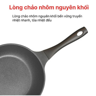 Chảo sâu lồng đúc nguyên khối đáy từ Happy Cook All Black TBWP-28IH rộng 28cm