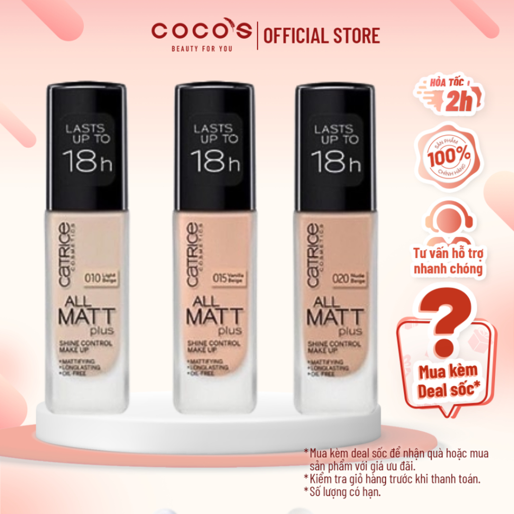 Kem Nền Catrice All Matt Plus Shine Control Make Up, Kem Nền 18H ...