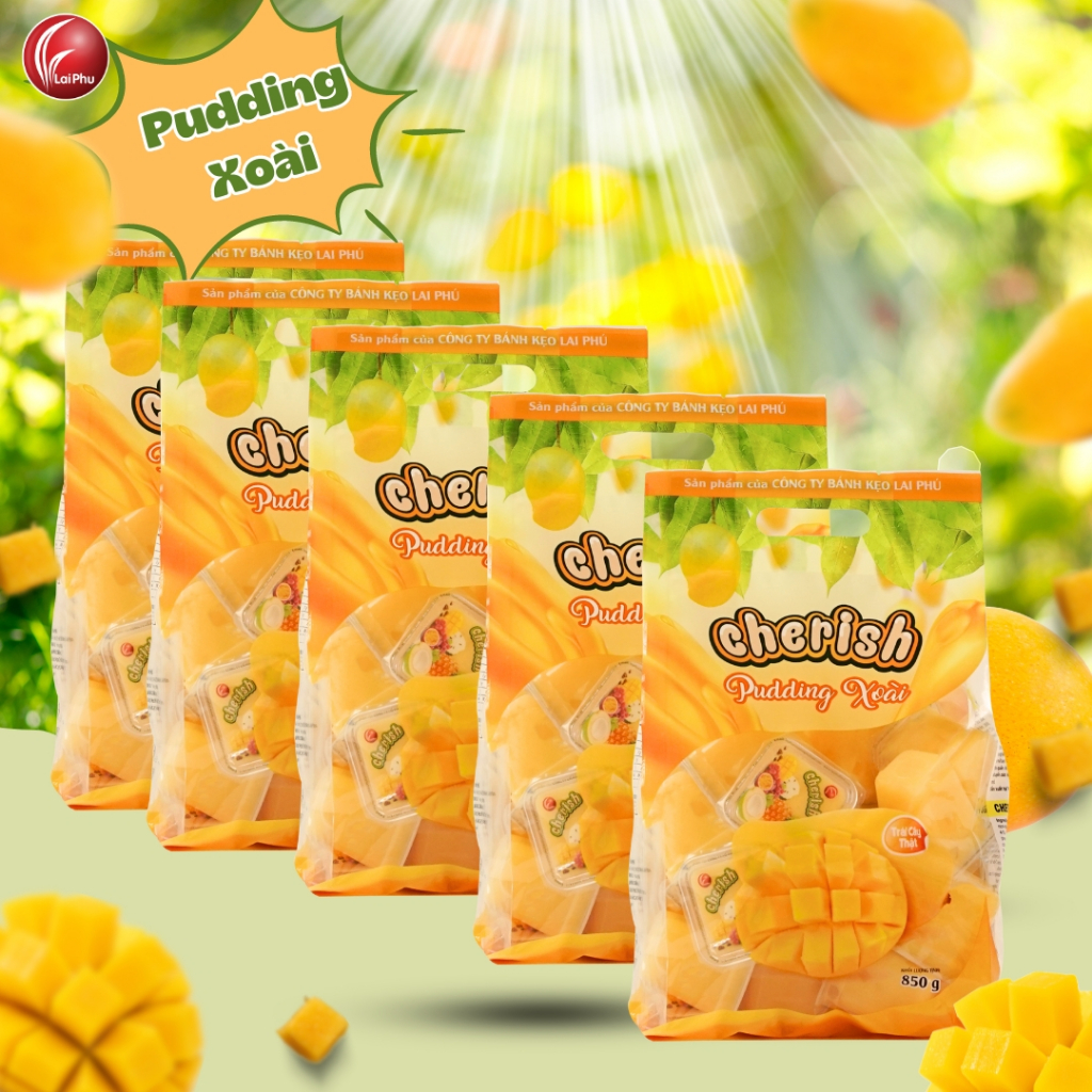 Combo 5 Túi Thạch Pudding Cherish 850.5 G Vị Xoài (Trái Cây Thật ...