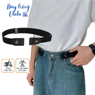 Thắt lưng co dãn, dây nịt bằng vải có nút bấm bóp eo điều chỉnh kích cỡ quần - Olala 86