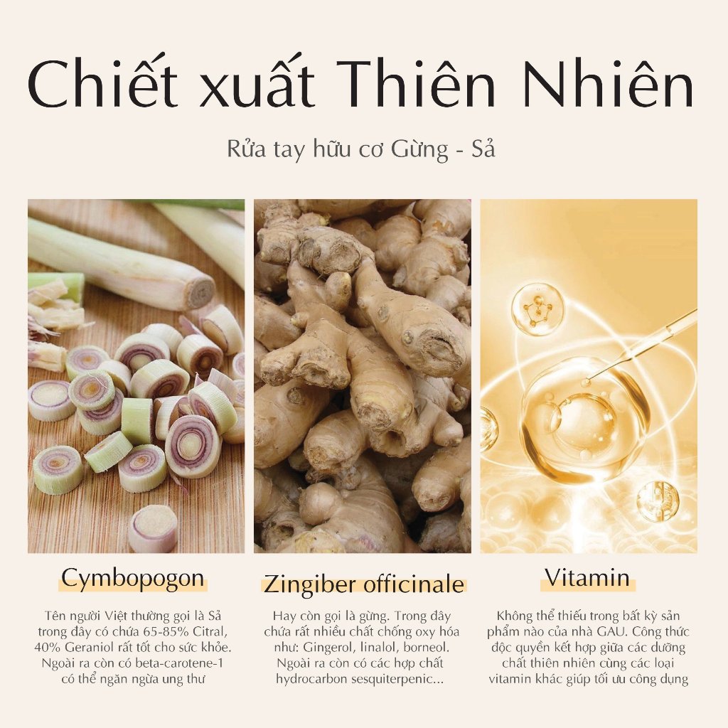 Nước Rửa Tay Gừng Sả Hữu Cơ Thiên nhiên Lên Men GAU Đánh bay Mùi Tanh Dầu mỡ Natural Cleanser 500ml