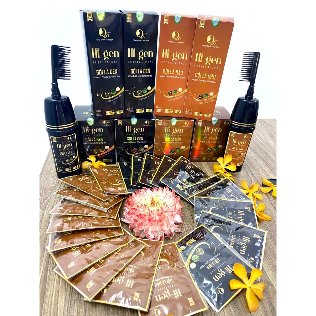 Dầu gội Phủ Bạc Hi-gen _ Gội là Nâu gói 25ml (Hộp 10 gói)