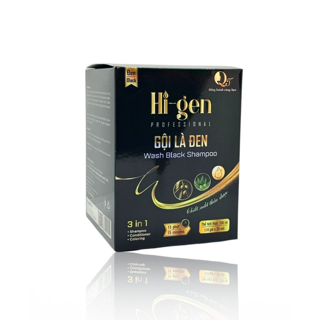 Dầu gội phủ bạc Hi-gen _ Gội là đen gói 25ml (Hộp 10 gói)