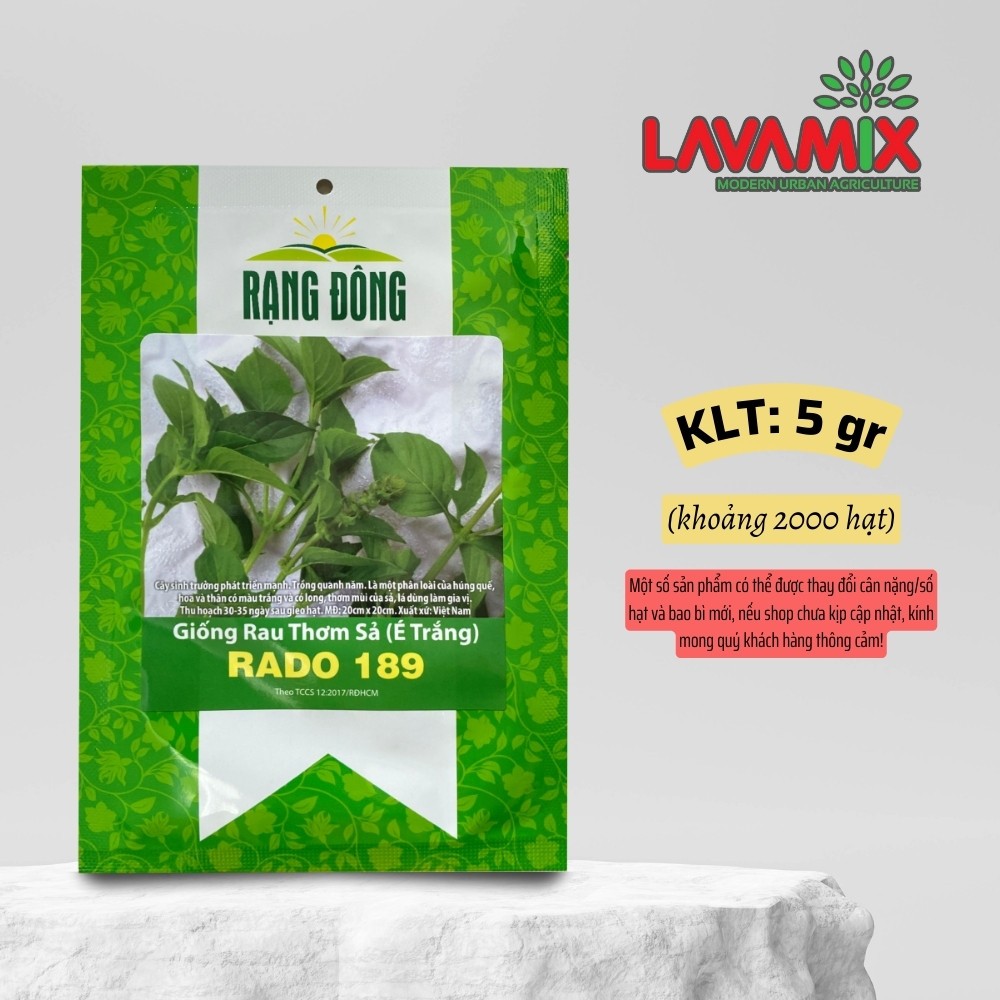 Hạt giống Rau Thơm Sả (É Trắng) Rado 189 (5g~2000 hạt) hiệu Rạng Đông ...