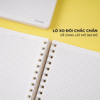 Sổ Lò Xo 100GSM Bìa Nhựa Trong A5 B5, Sổ Tay, Vở Lò Xo 200 Trang Kẻ Ngang Caro Dotgrid Ghi Chép Takenotes