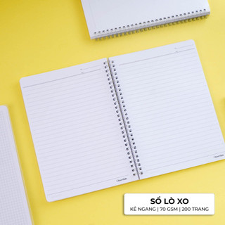 Sổ Lò Xo 100GSM Bìa Nhựa Trong A5 B5, Sổ Tay, Vở Lò Xo 200 Trang Kẻ Ngang Caro Dotgrid Ghi Chép Takenotes
