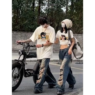 Đồ đôi nam nữ cùng người yêu Happy Cola couple love áo thun phông tay lỡ và áo croptop [A210]